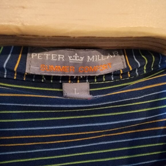Peter Millar Summer Comfort Golf Polo Shirt Size Large Men's Blue Striped‎ - Picture 5 of 6